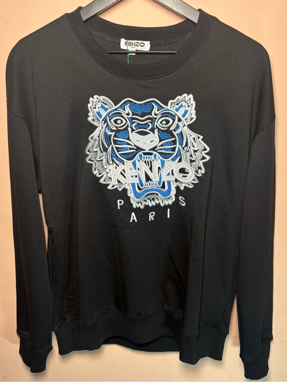NWT Kenzo Paris Tiger Embroidered Crewneck Sweatshirt Black Men’s Small